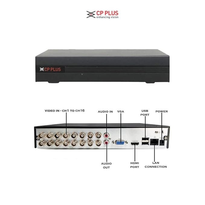 CP PLUS 16 Channel DVR with 2.4MP 16 Bullet Cameras (Day/Night Vision) + 2TB HDD + Copper Cable Roll (1+3) + CLOCITE 8 CH Power Supply 2 Nos + BNC & DC Full Combo Kit - Image 5