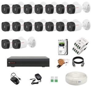 CP PLUS 16 Channel DVR with 2.4MP 16 Bullet Cameras (Day/Night Vision) + 2TB HDD + Copper Cable Roll (1+3) + CLOCITE 8 CH Power Supply 2 Nos + BNC & DC Full Combo Kit